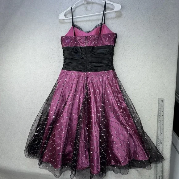 Vintage Y2K Morgan & Co Babydoll Dress Size 7/8 All Over Rhinestone Whimsical - Picture 11 of 13